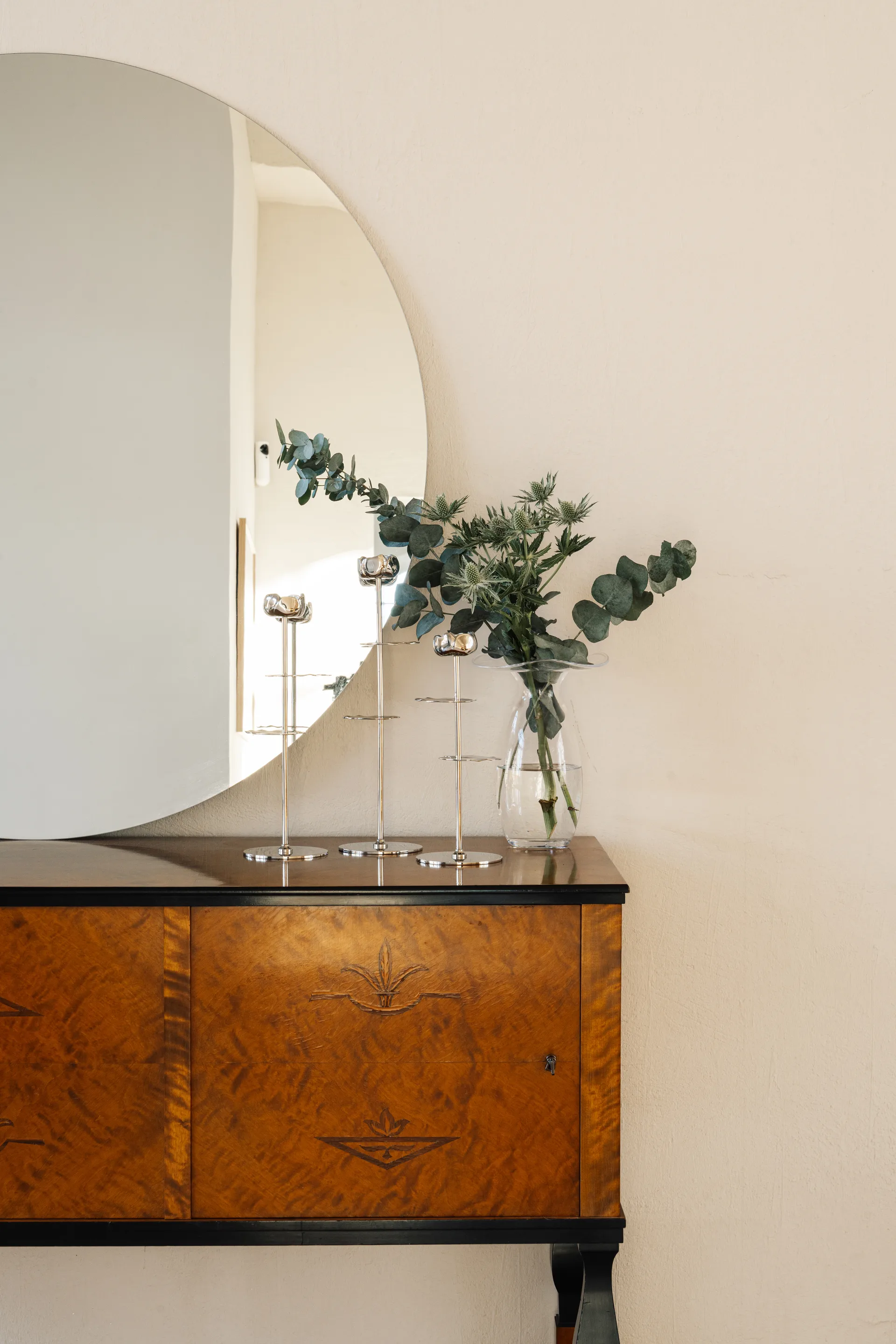 Ninfea Alta suporte para vela 30 cm, Latão niquelado Hilke Collection