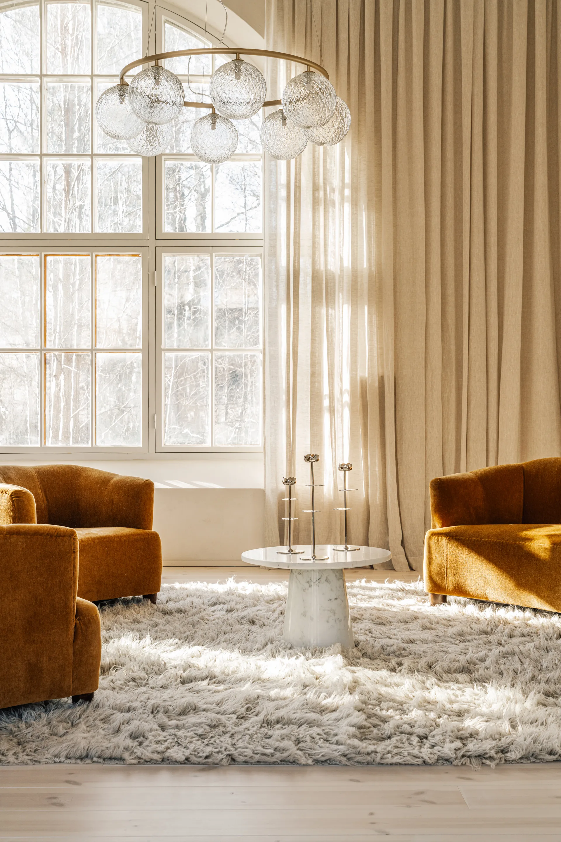 Ninfea Alta suporte para vela 30 cm, Latão niquelado Hilke Collection