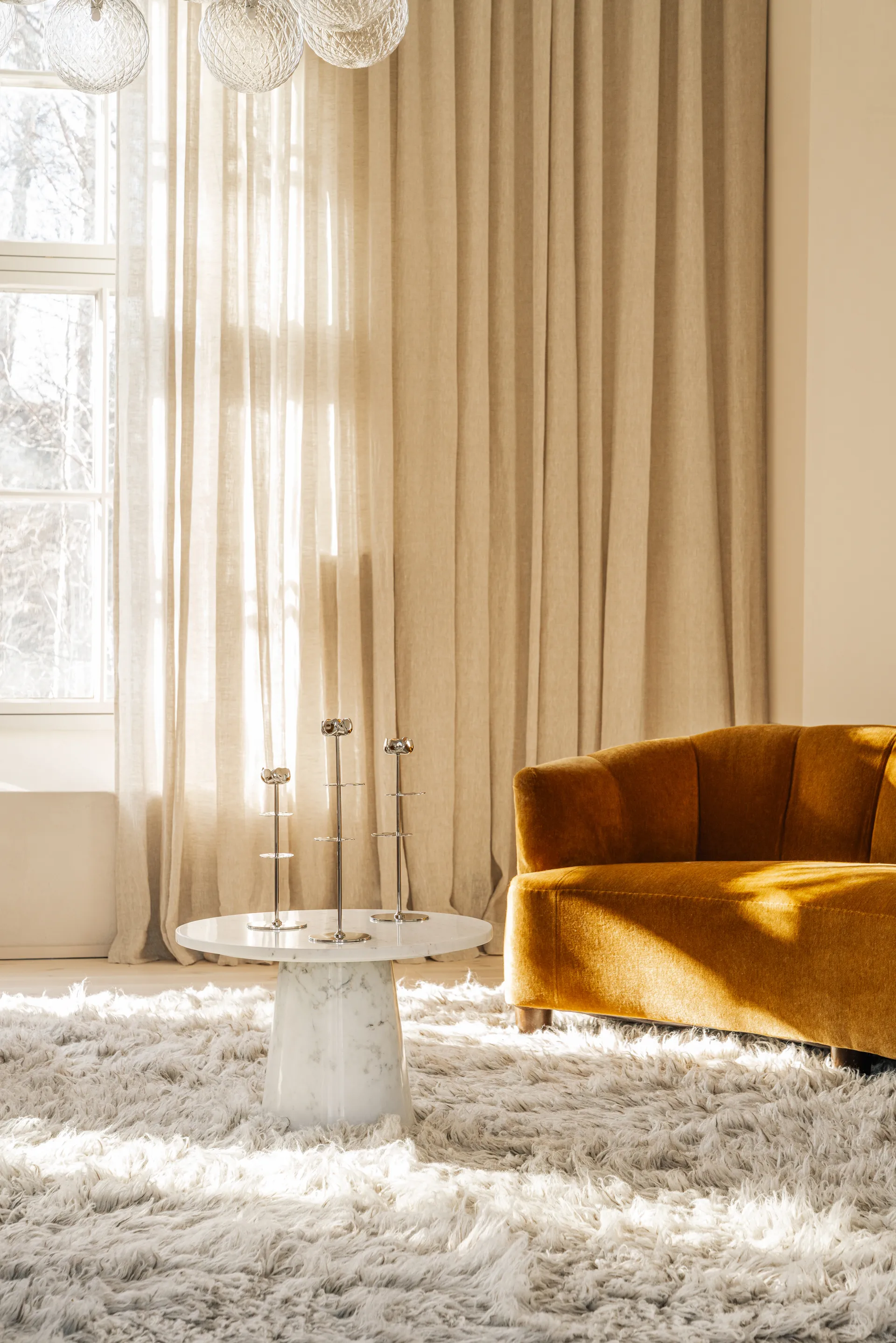 Ninfea Alta suporte para vela 35 cm, Latão niquelado Hilke Collection