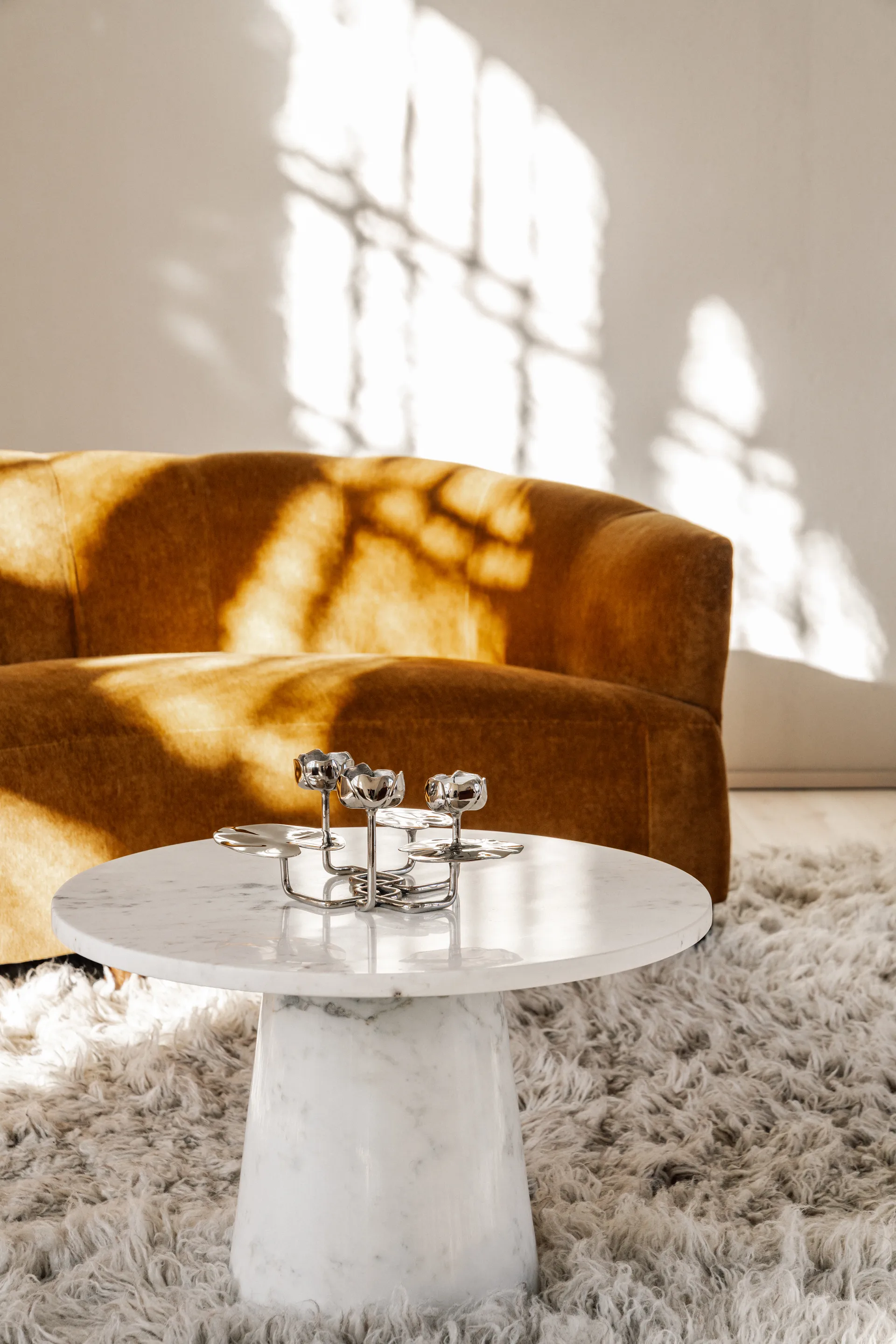 Ninfea grande suporte para vela, Latão niquelado Hilke Collection