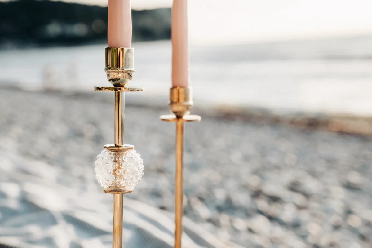 Suporte de velas Alba 30 cm, Latão maciço e vidro Hilke Collection