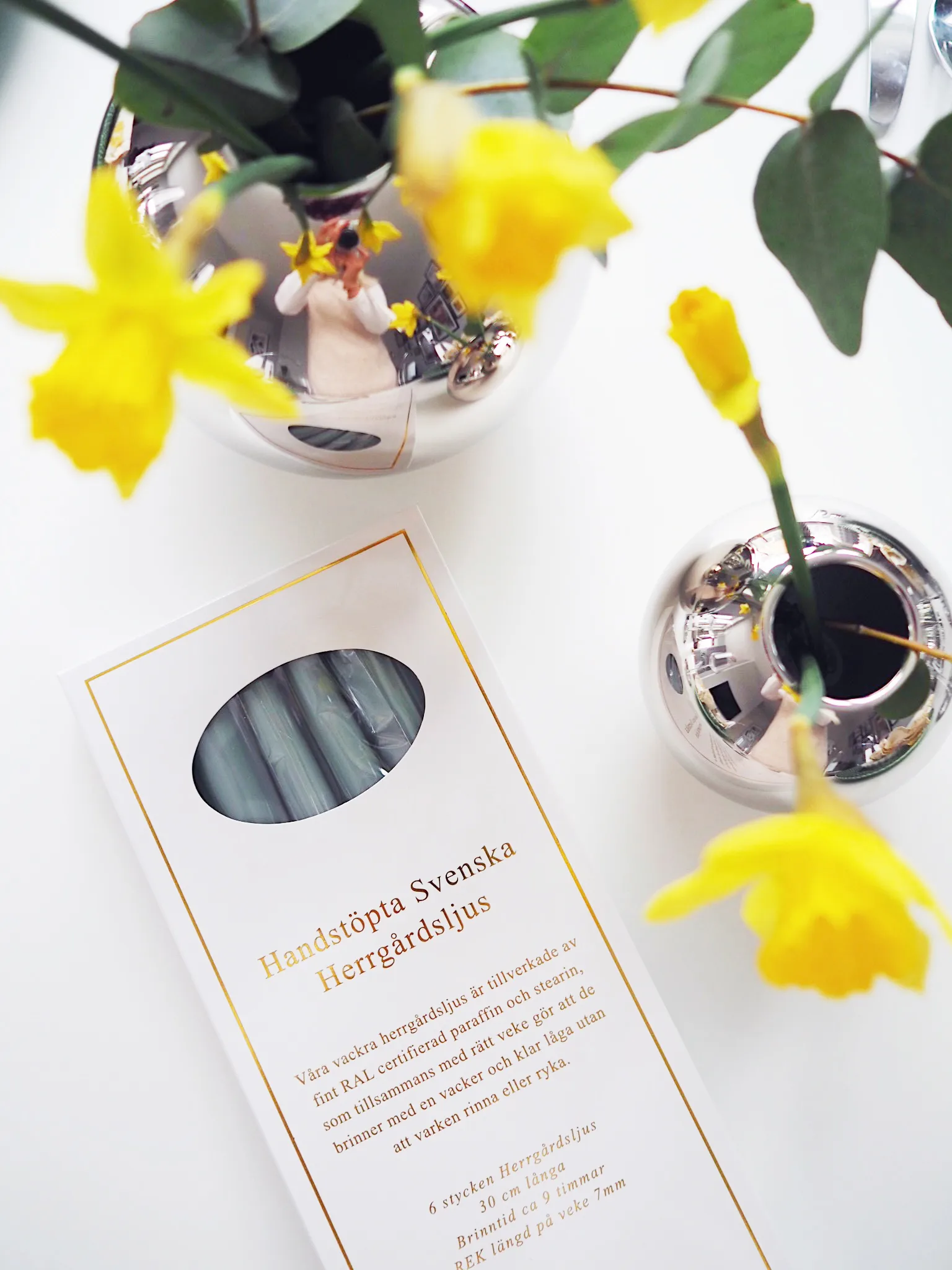 Velas Herrgård 30 cm 6 un., Eucalipto Hilke Collection