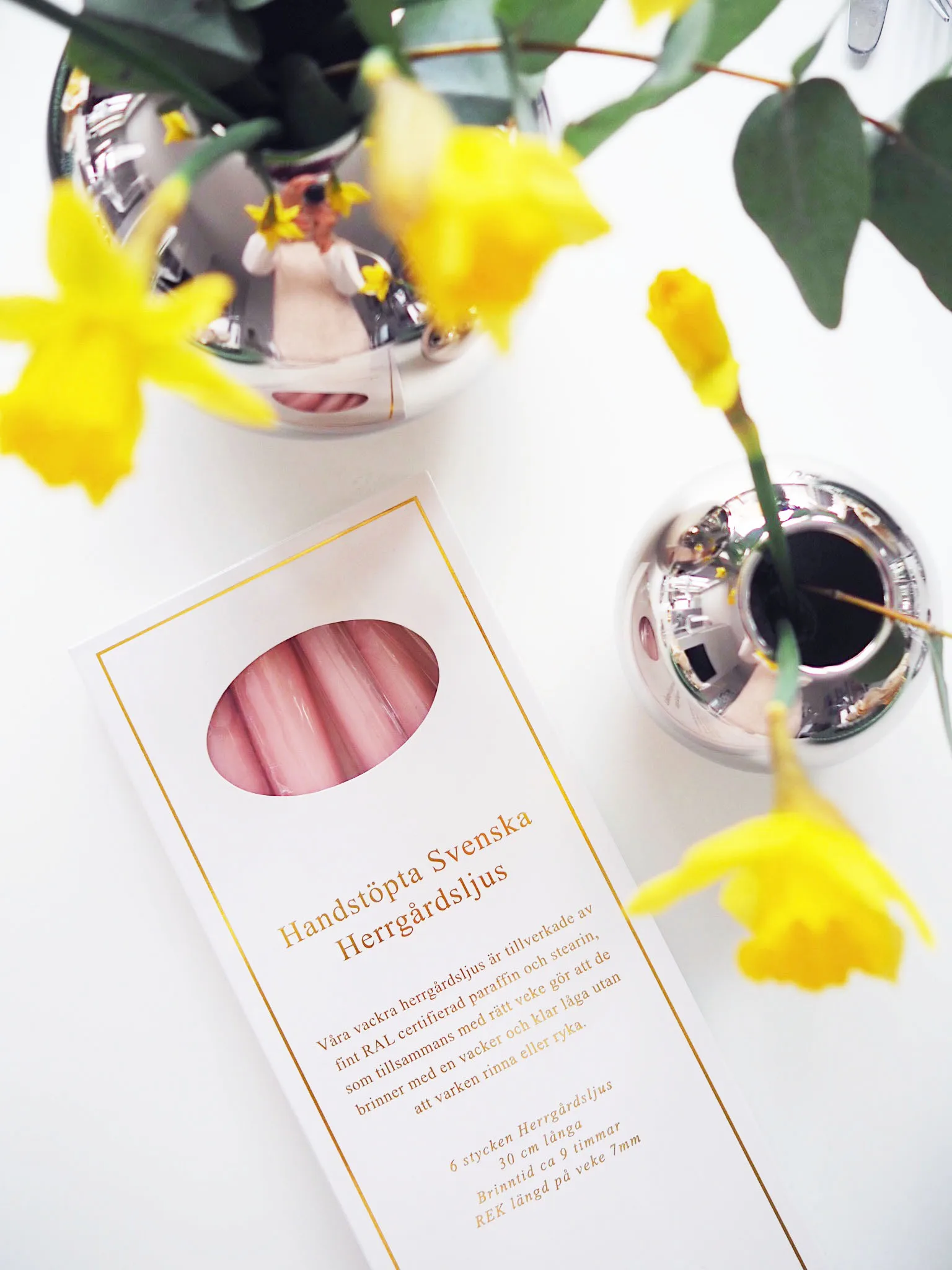 Velas Herrgård 30 cm 6 un., Rosa Brilhante Hilke Collection