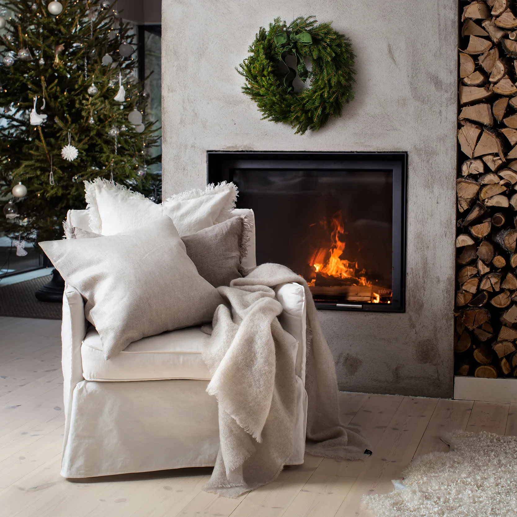 Almofada Merlin 50x50 cm, off-white (branco) Himla