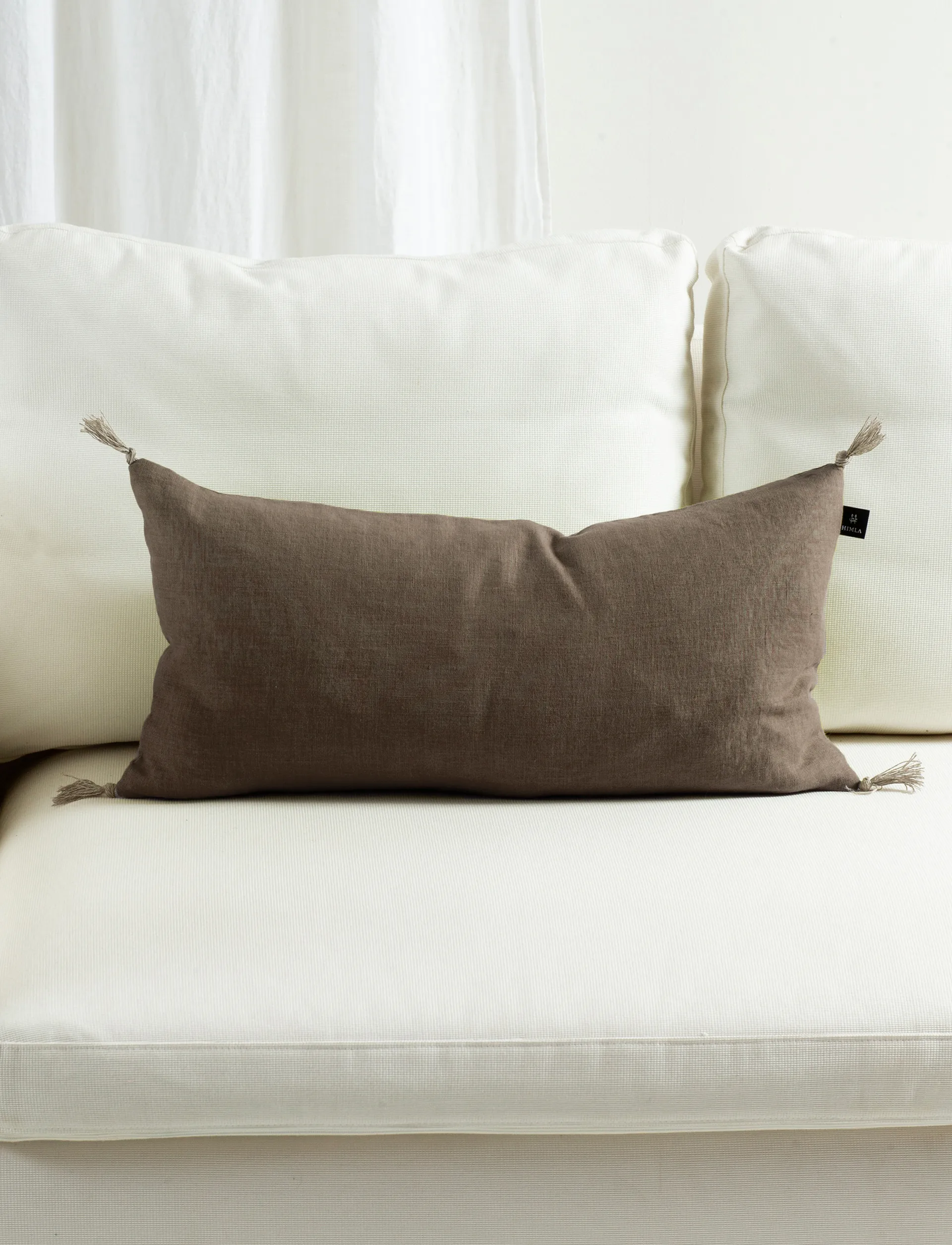 Sunshine capa de almofada com borlas 30x60 cm, Café Himla