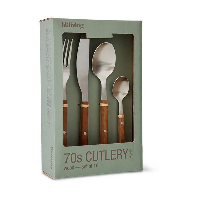 70's conjunto de talheres 16 peças, Madeira HKliving