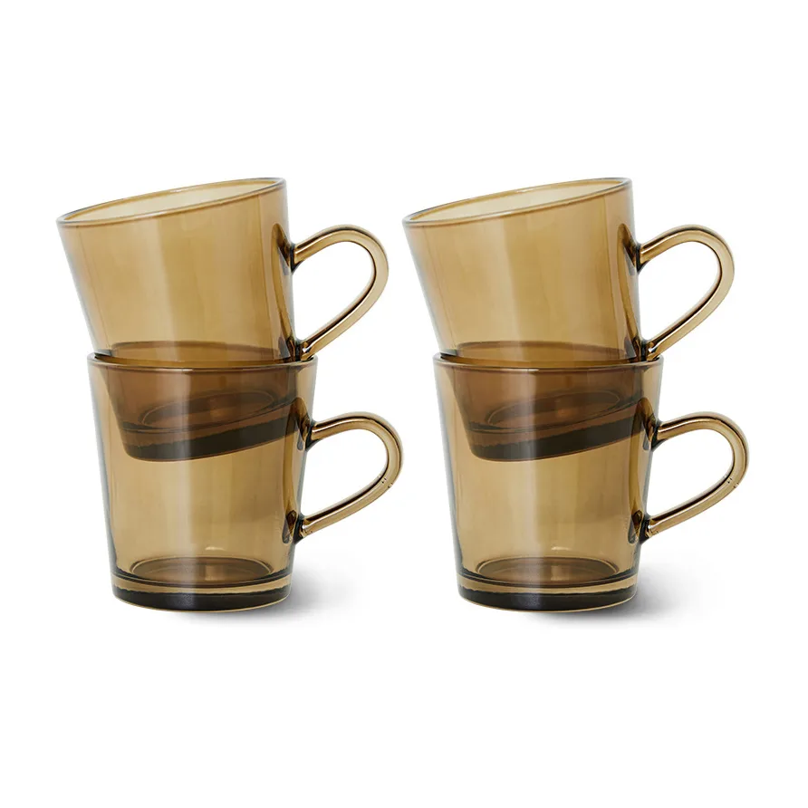 70's copo de café Glassware 20 cl 4-peças, Castanho Mud HKliving