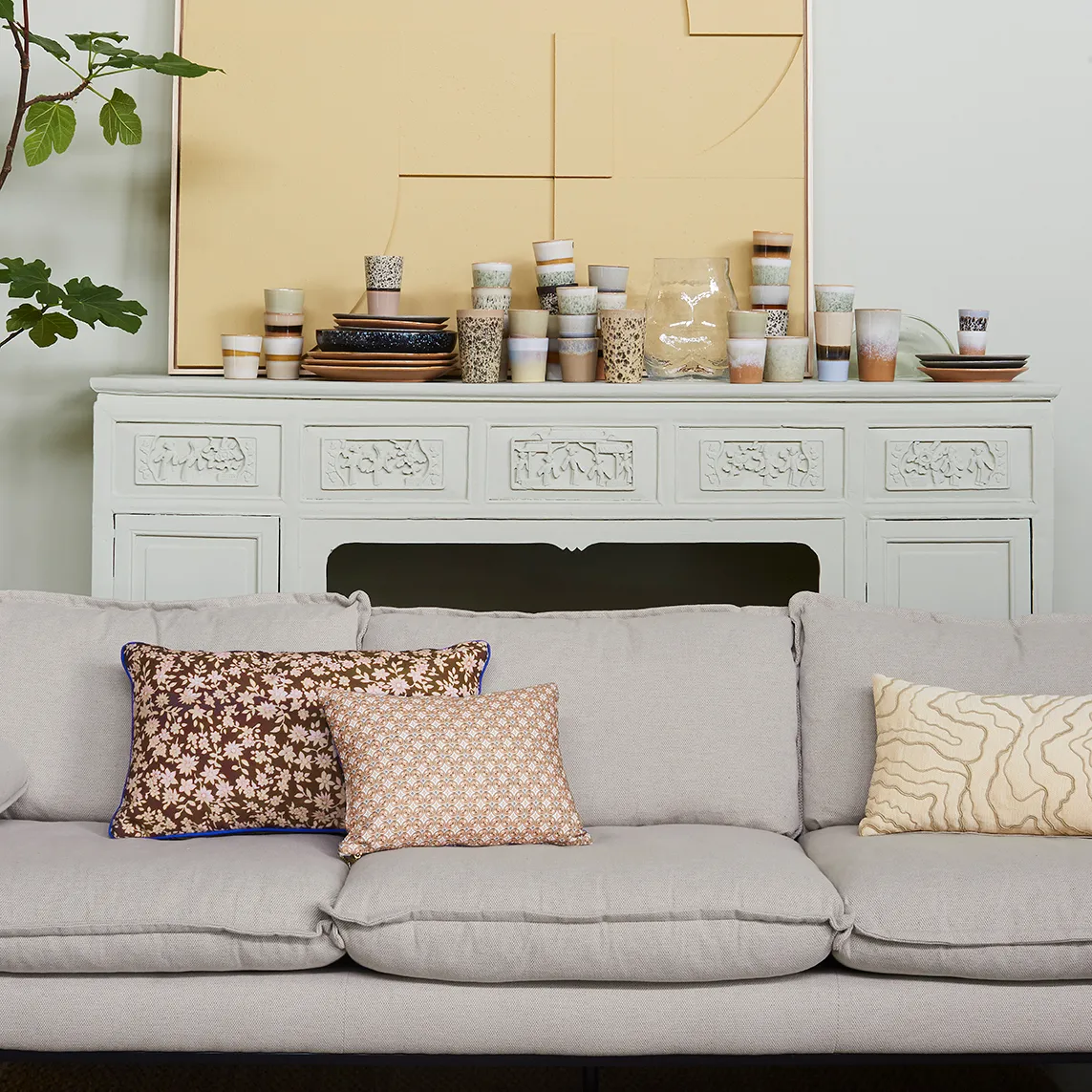 Almofada com linhas costuradas 30x50 cm, cream-natural HKliving