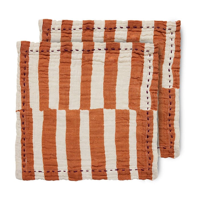 Guardanapo de algodão Striped 30x30 cm 2 unid. - Tangerine - HKliving