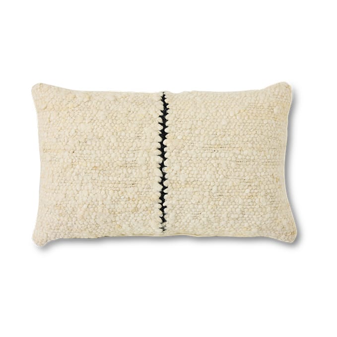 Natural almofada de lã às riscas 30x50 cm - Branco - HKliving