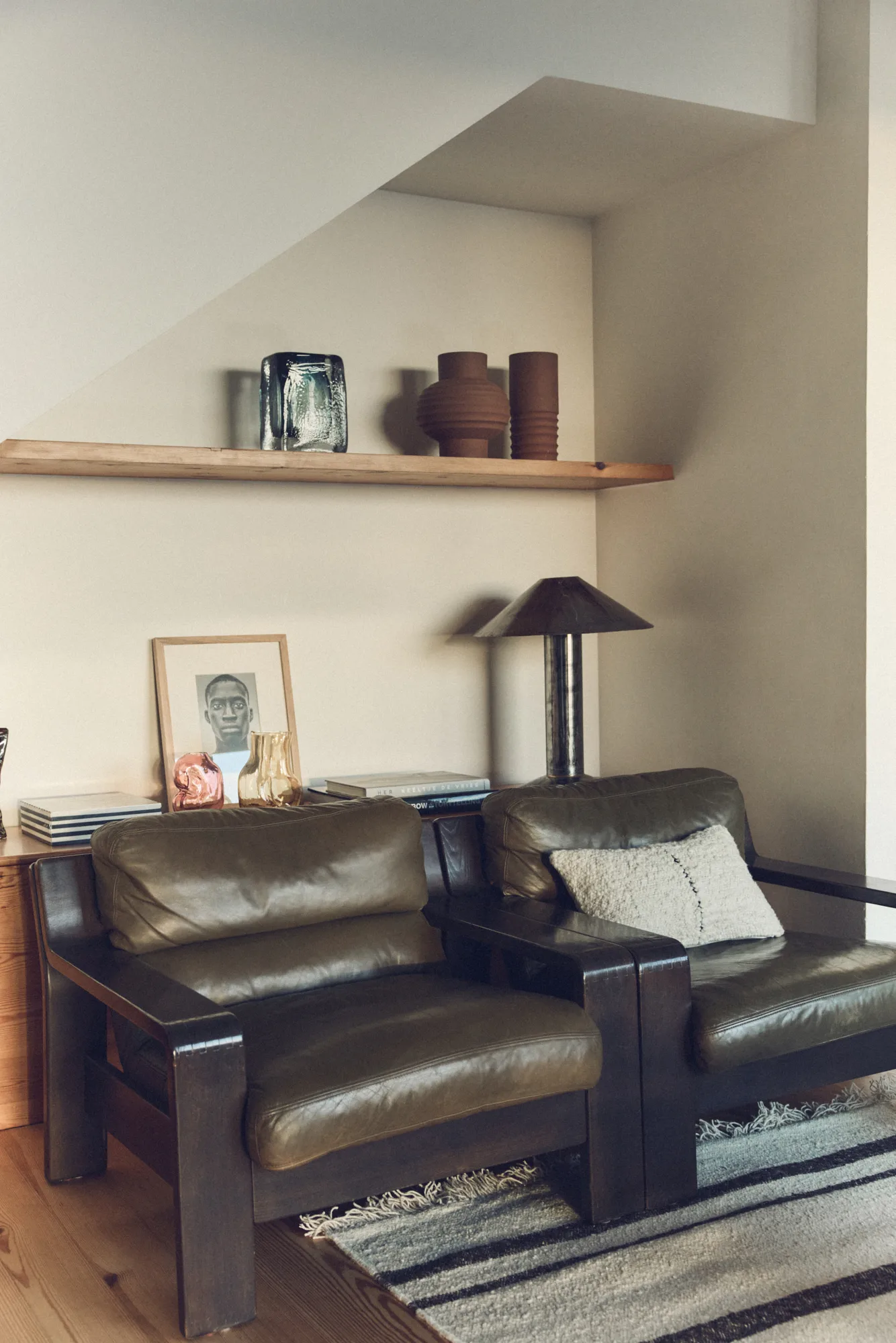 Natural almofada de lã às riscas 30x50 cm, Branco HKliving