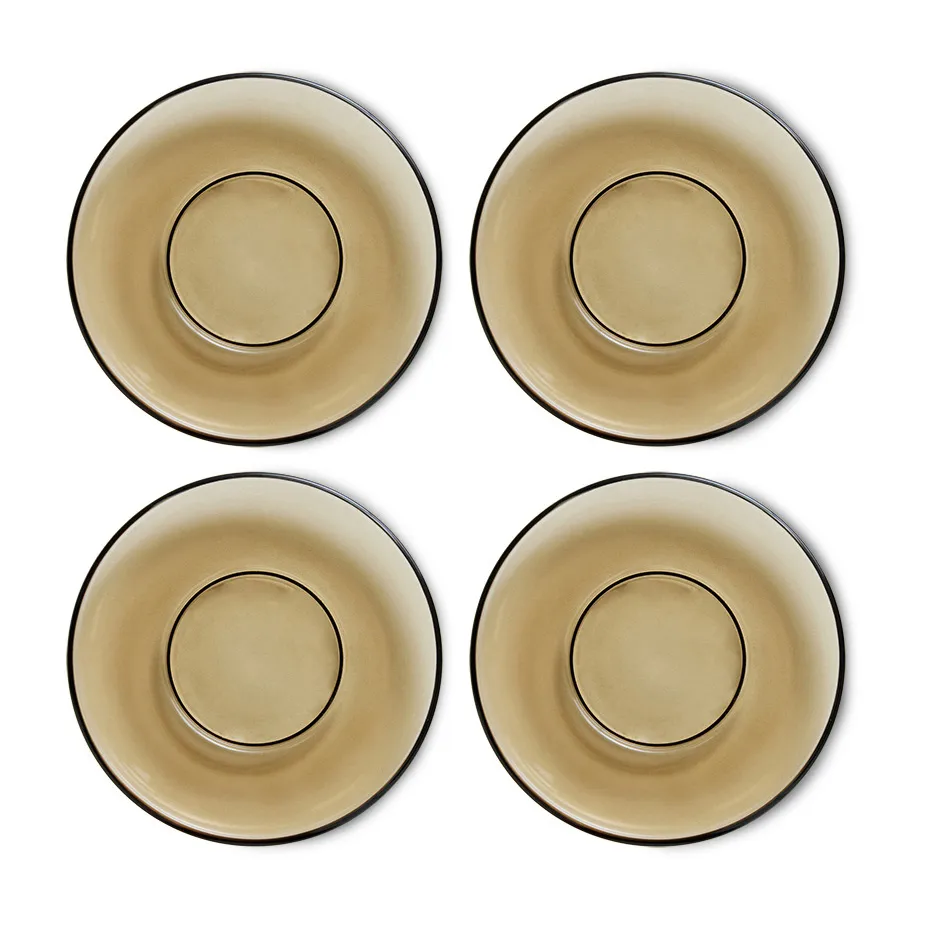 Pires de café 70's glassware Ø10,6 cm 4 unid., Mud brown HKliving