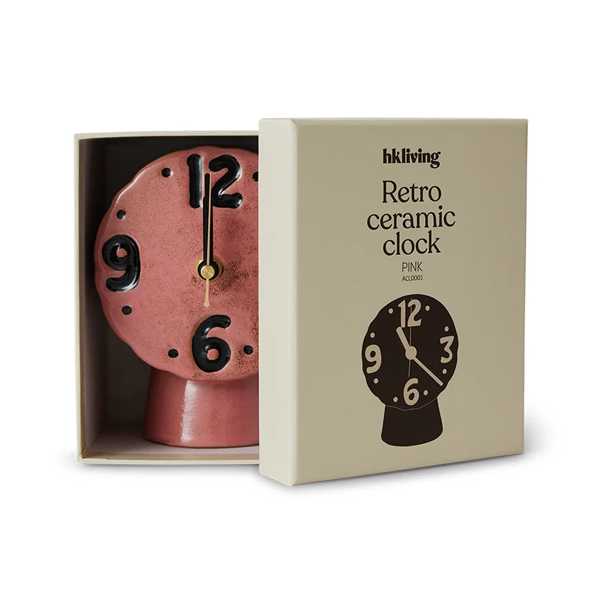 Retro relógio de cerâmica 16,2 cm, Rosa HKliving