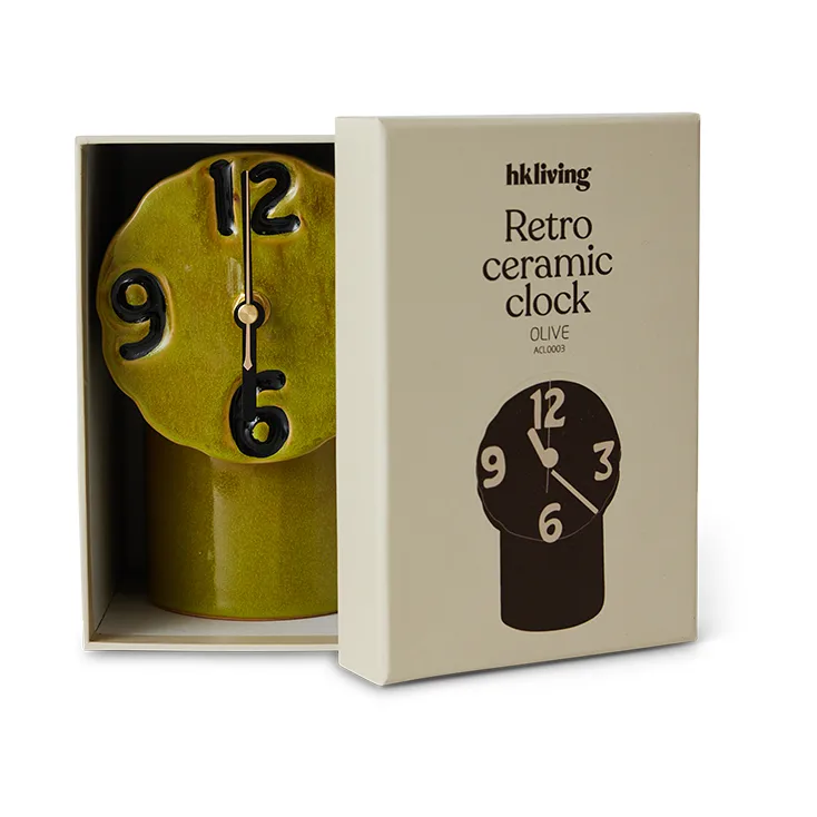 Retro relógio de cerâmica 18 cm, Azeitona HKliving