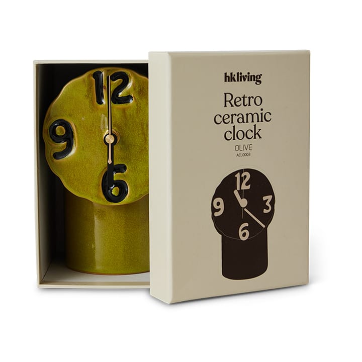 Retro relógio de cerâmica 18 cm, Azeitona HKliving