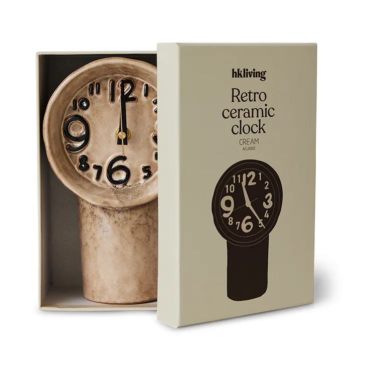 Retro relógio de cerâmica 23,5 cm, Creme HKliving