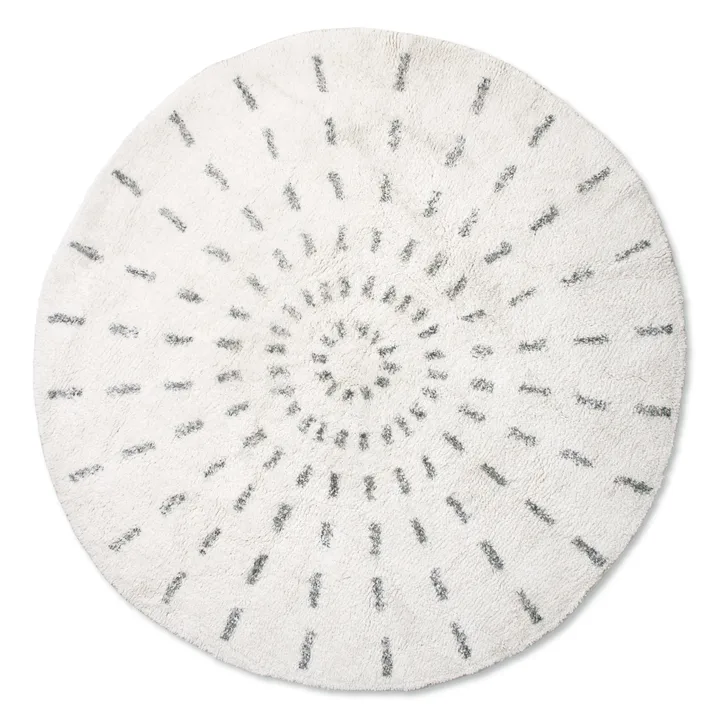 Tapete de casa de banho Swirl Ø120 cm - preto e branco - HKliving