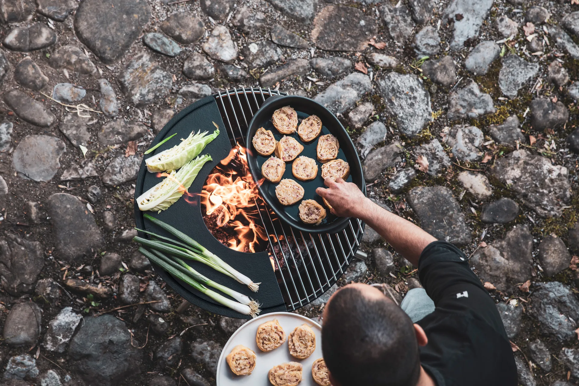 BOWL 57 lareira, Preto-prata, tripé Höfats