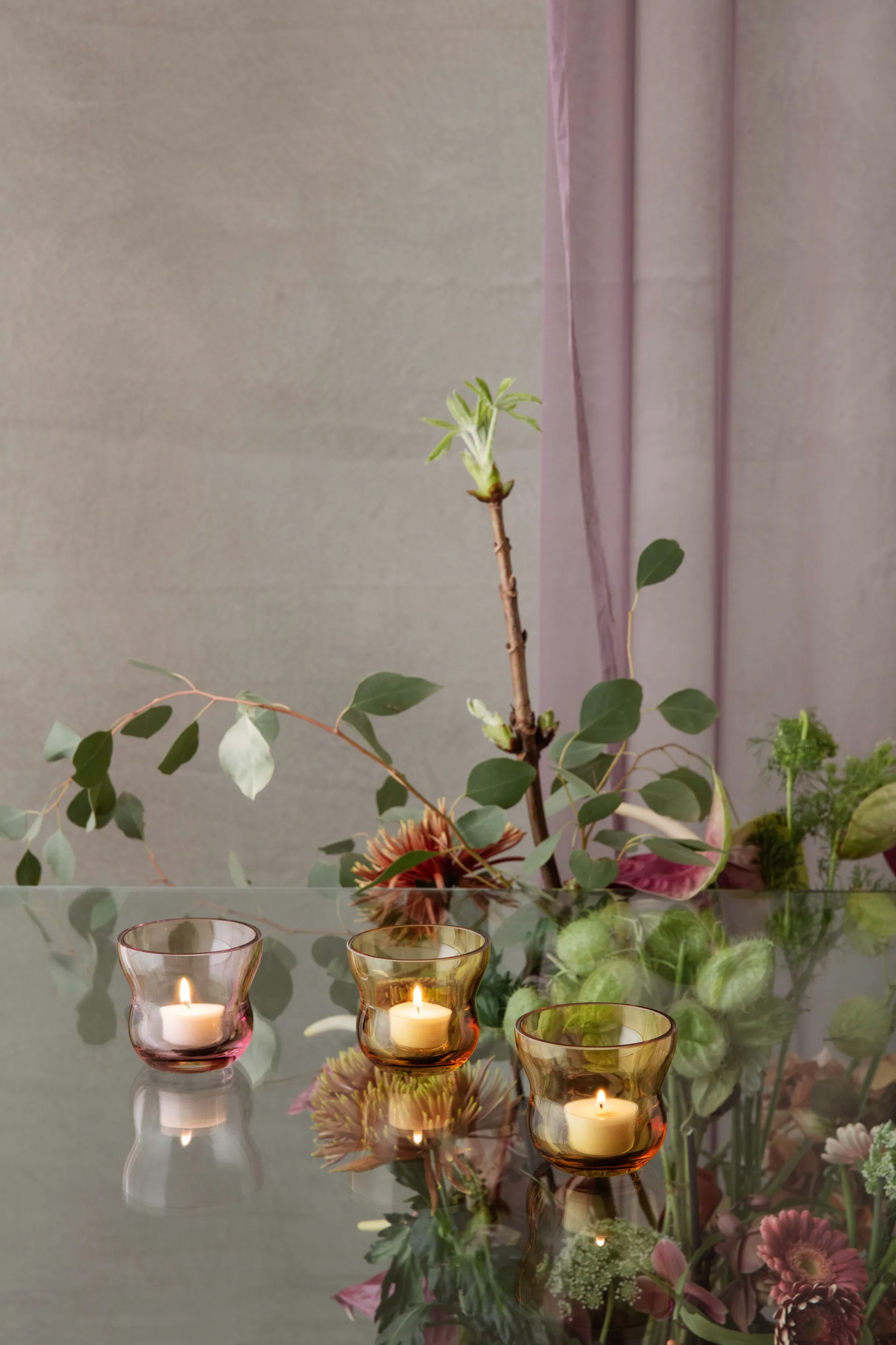 Castiçal Calabas 7,5 cm, Burgundy Holmegaard