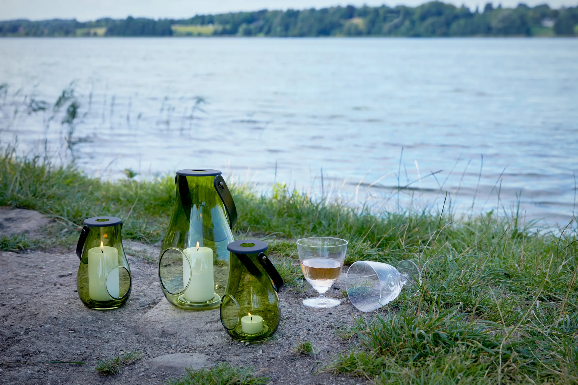 Lanterna Design With Light olive green, 25 cm  Holmegaard