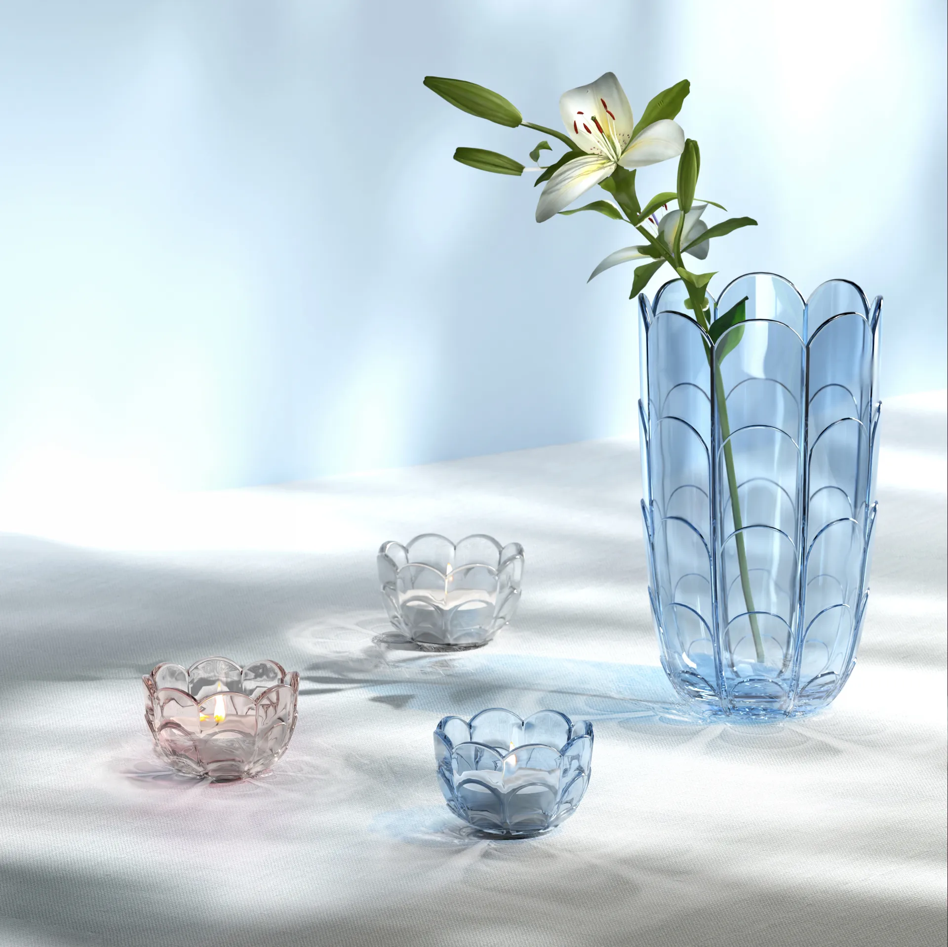 Vaso Lily H19 cm, Blue iris Holmegaard