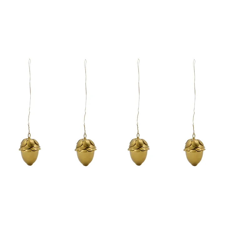 Acorn enfeites pendurados 4-pack - Ouro - House Doctor