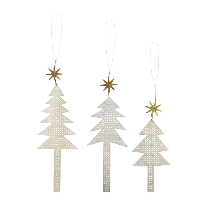 Árvore decorativa com estrela, c/ furo para pendurar, 3 un., Prata antiga House Doctor