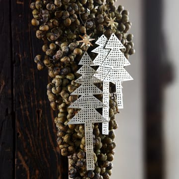 Árvore decorativa com estrela, c/ furo para pendurar, 3 un. - Prata antiga - House Doctor