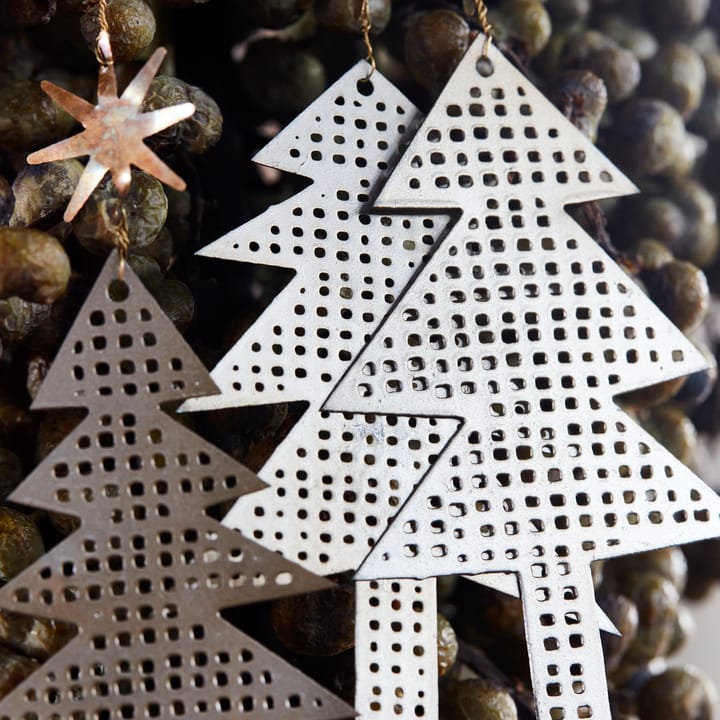 Árvore decorativa com estrela, c/ furo para pendurar, 3 un., Prata antiga House Doctor