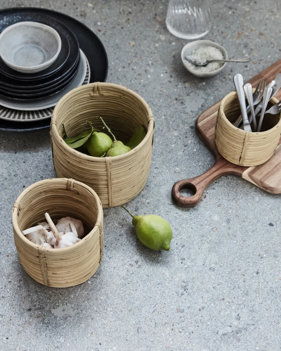 Cesta de armazenamento Linder 3 peças, Natural House Doctor