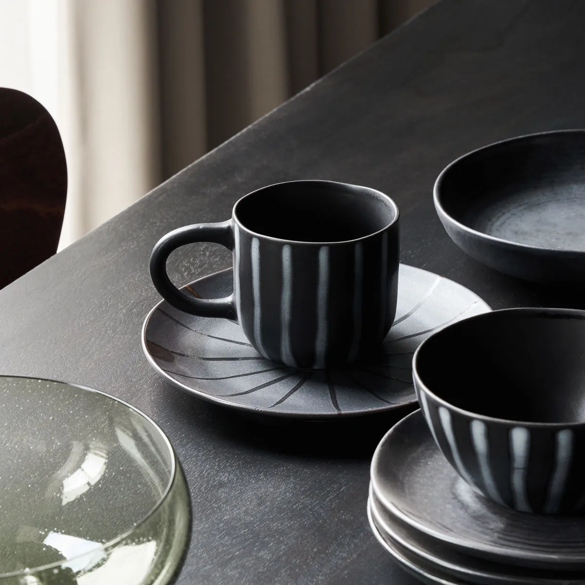 Chávena Line 30 cl, Preto-castanho House Doctor