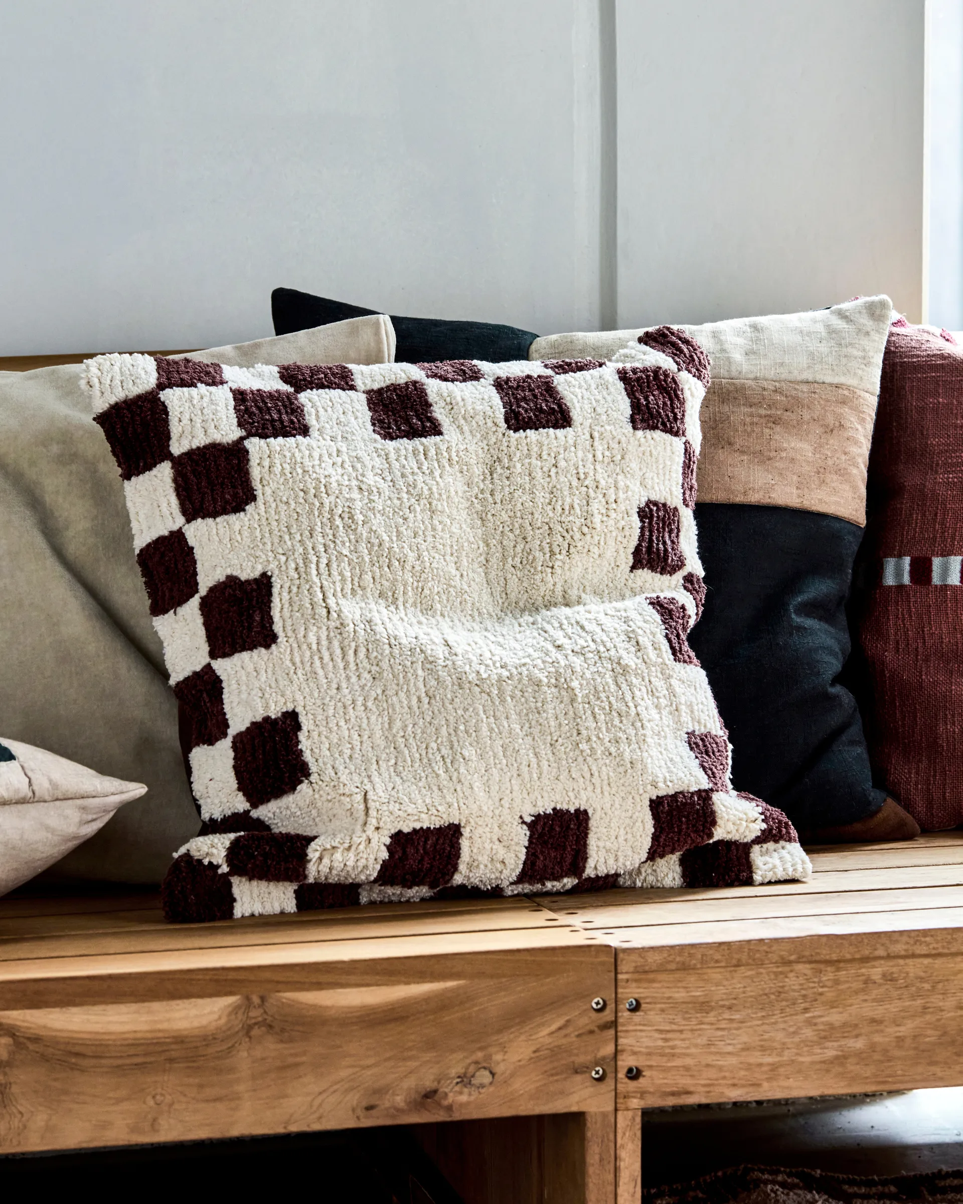 Chess capa de almofada, Castanho-branco sujo, 50x50 cm House Doctor