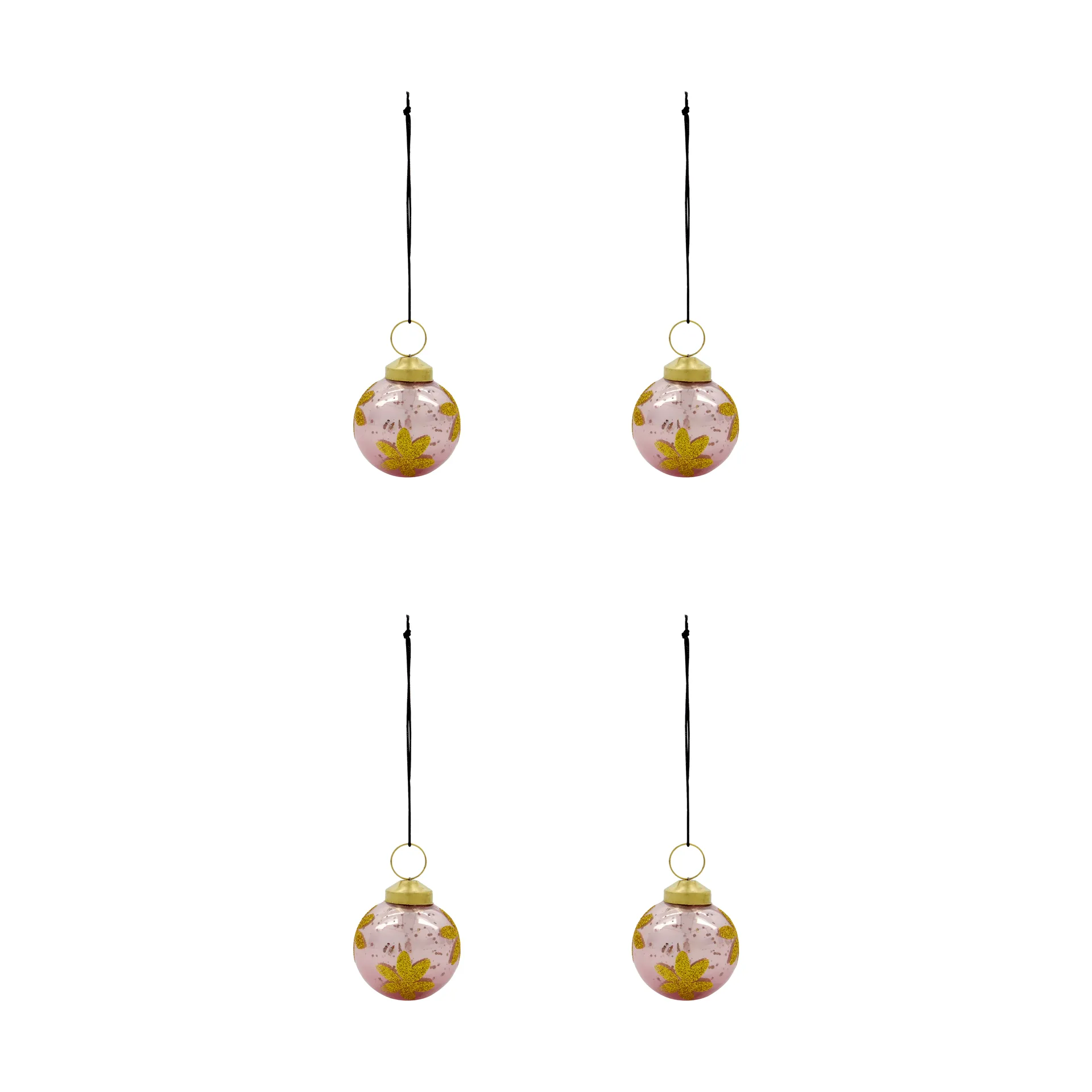 Conjunto de 4 bolas de Natal Fiore, Rosa House Doctor