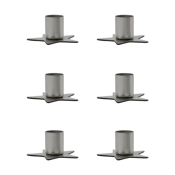 Conjunto de 6 castiçais Stage - Prata - House Doctor