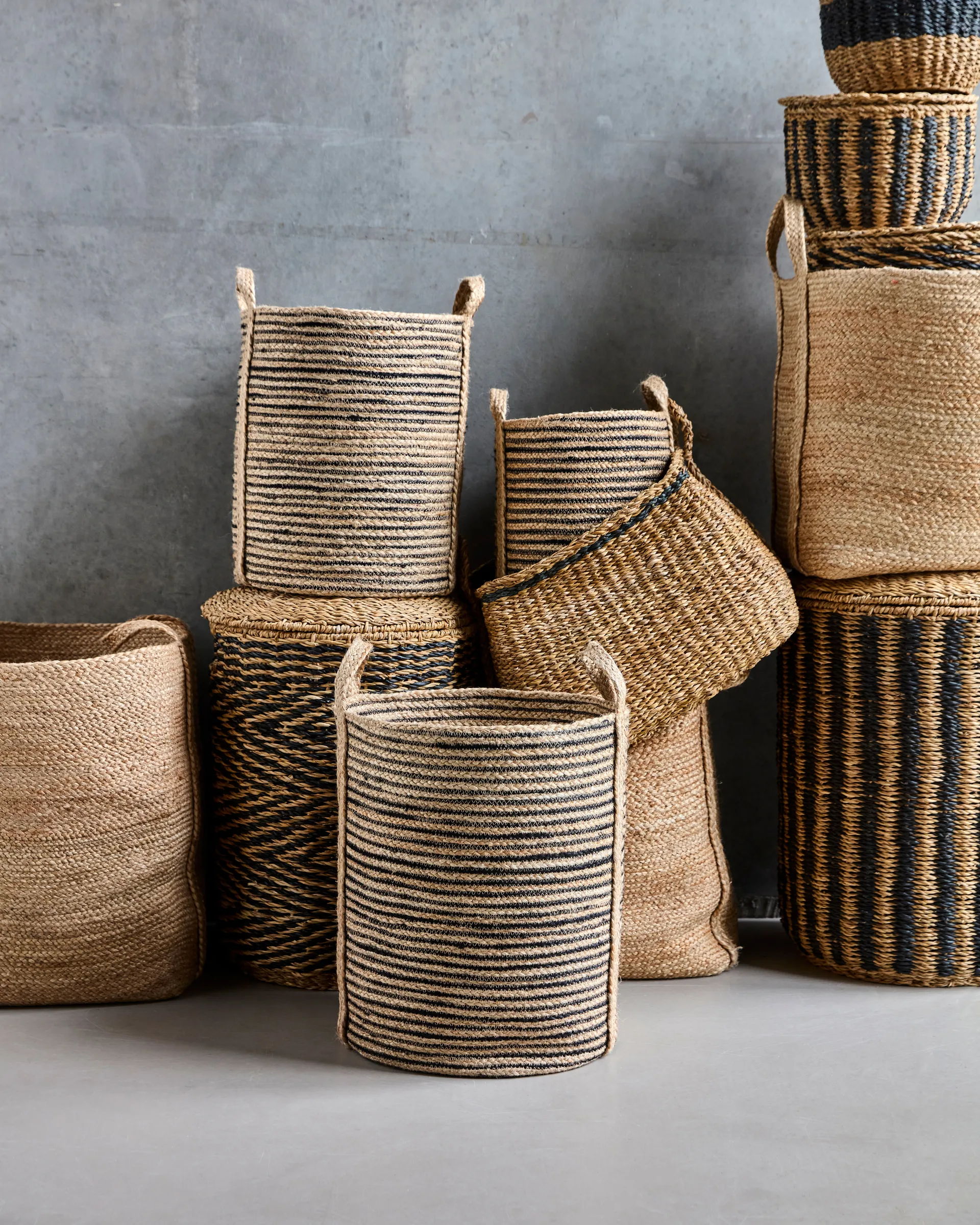 Dungi cesto de armazenamento 3 unidades, Preto-natural House Doctor