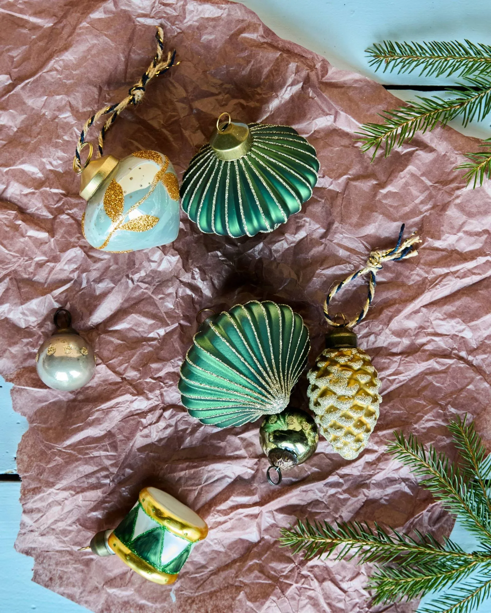 Enfeite de Natal Spin, conjunto de 4 peças, Verde House Doctor