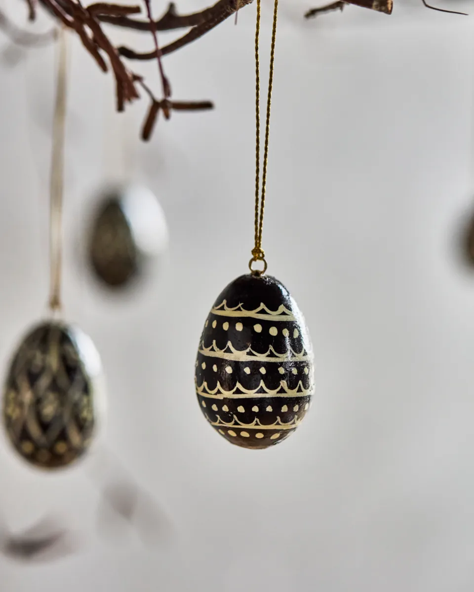 Enfeite de Páscoa ovos Deco 3 cm 6 peças, Black-offwhite House Doctor