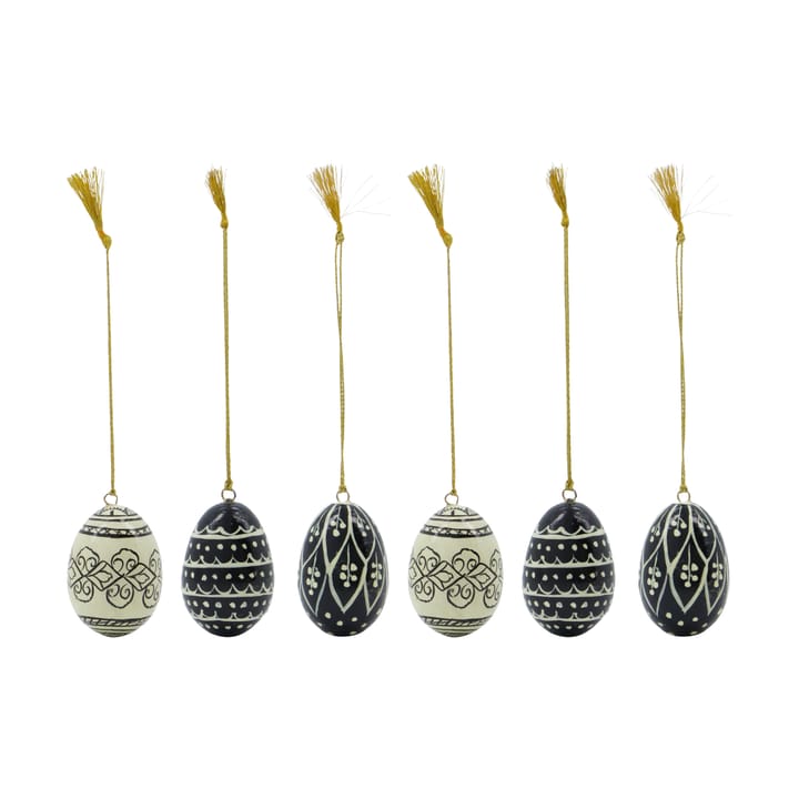 Enfeite de Páscoa ovos Deco 5 cm 6 peças - Black-offwhite - House Doctor