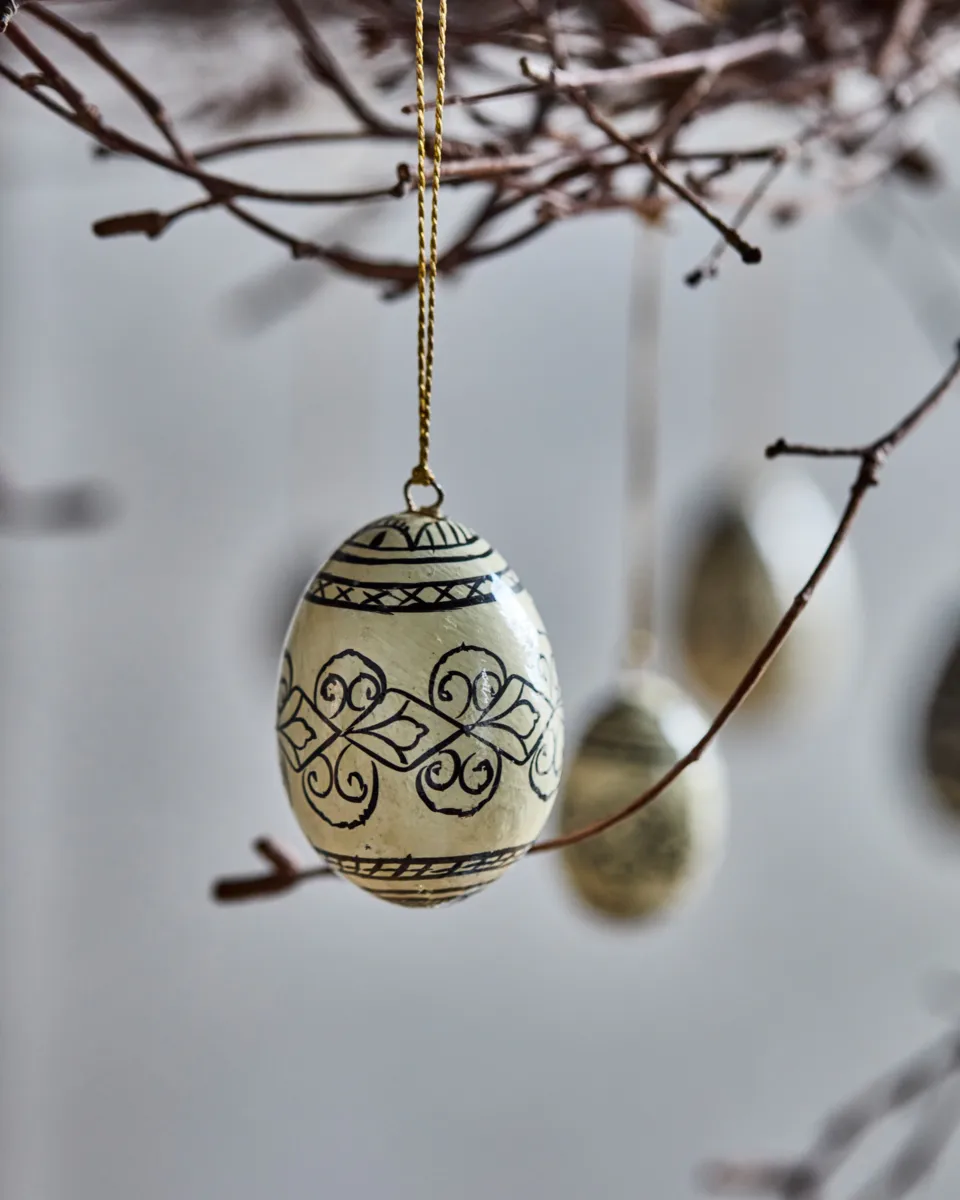 Enfeite de Páscoa ovos Deco 5 cm 6 peças, Black-offwhite House Doctor