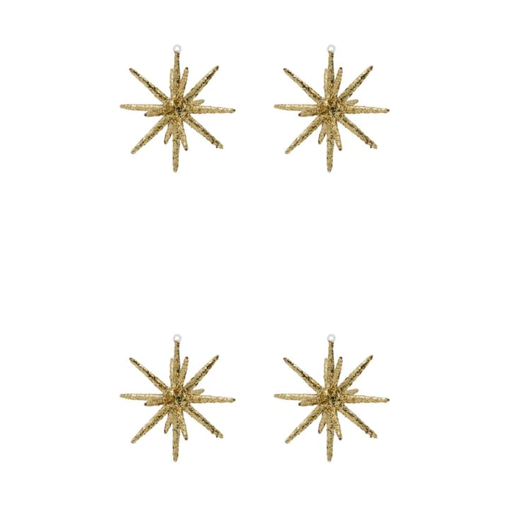 Estrela de árvore de natal Spike Ø12 cm 4 unidades - Glitter-latão escuro - House Doctor