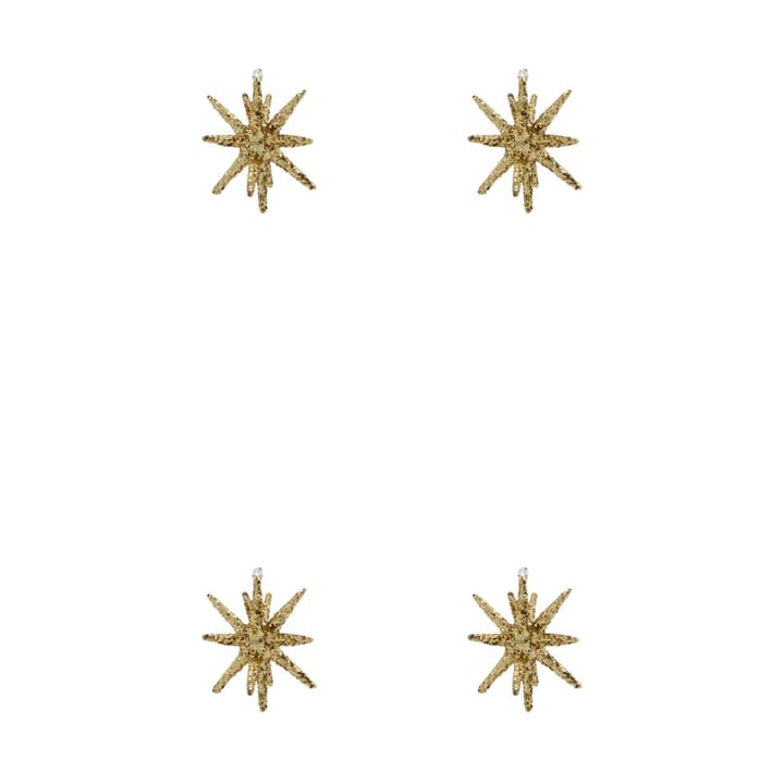 Estrela de árvore de natal Spike Ø7,5 cm 4 unidades - Glitter-latão escuro - House Doctor