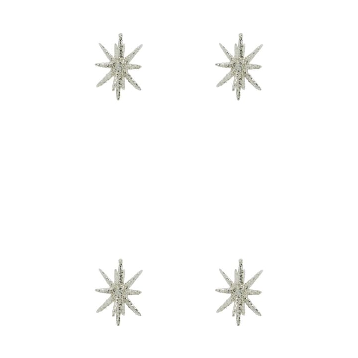 Estrela de árvore de natal Spike Ø7,5 cm 4 unidades - Glitter-latão prateado - House Doctor