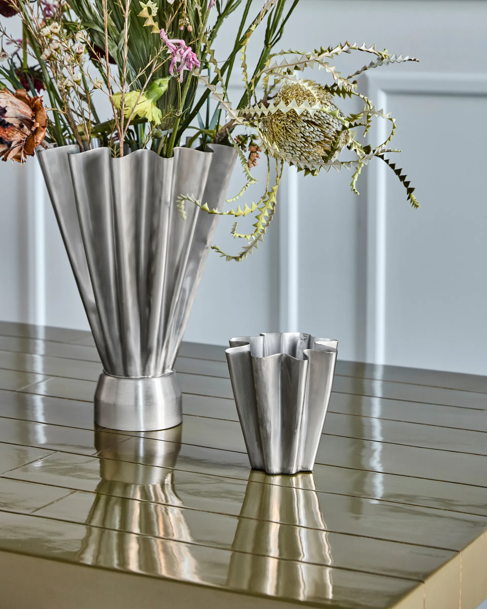 Flood vaso 13 cm, Prateado escovado House Doctor