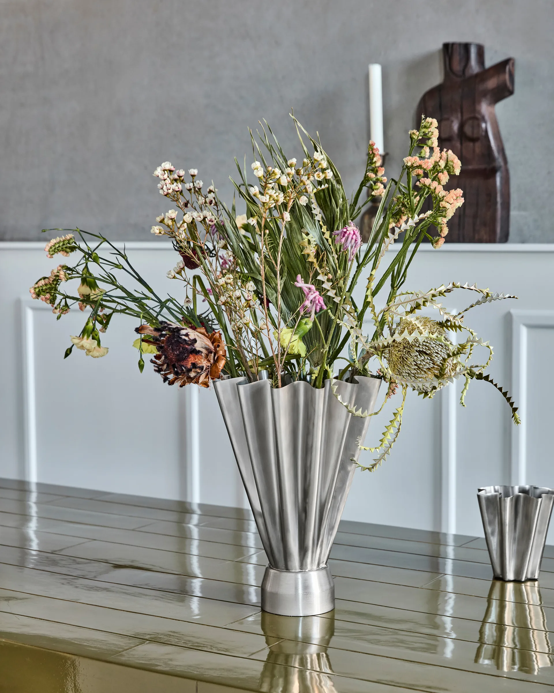 Flood vaso Ø23 cm, Prateado escovado House Doctor