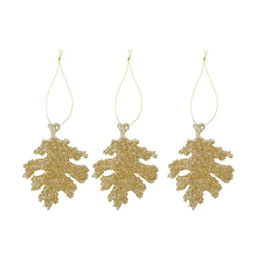 Glint enfeite para a árvore de Nata 10,5 cm 3 unidades, Glitter dourado House Doctor