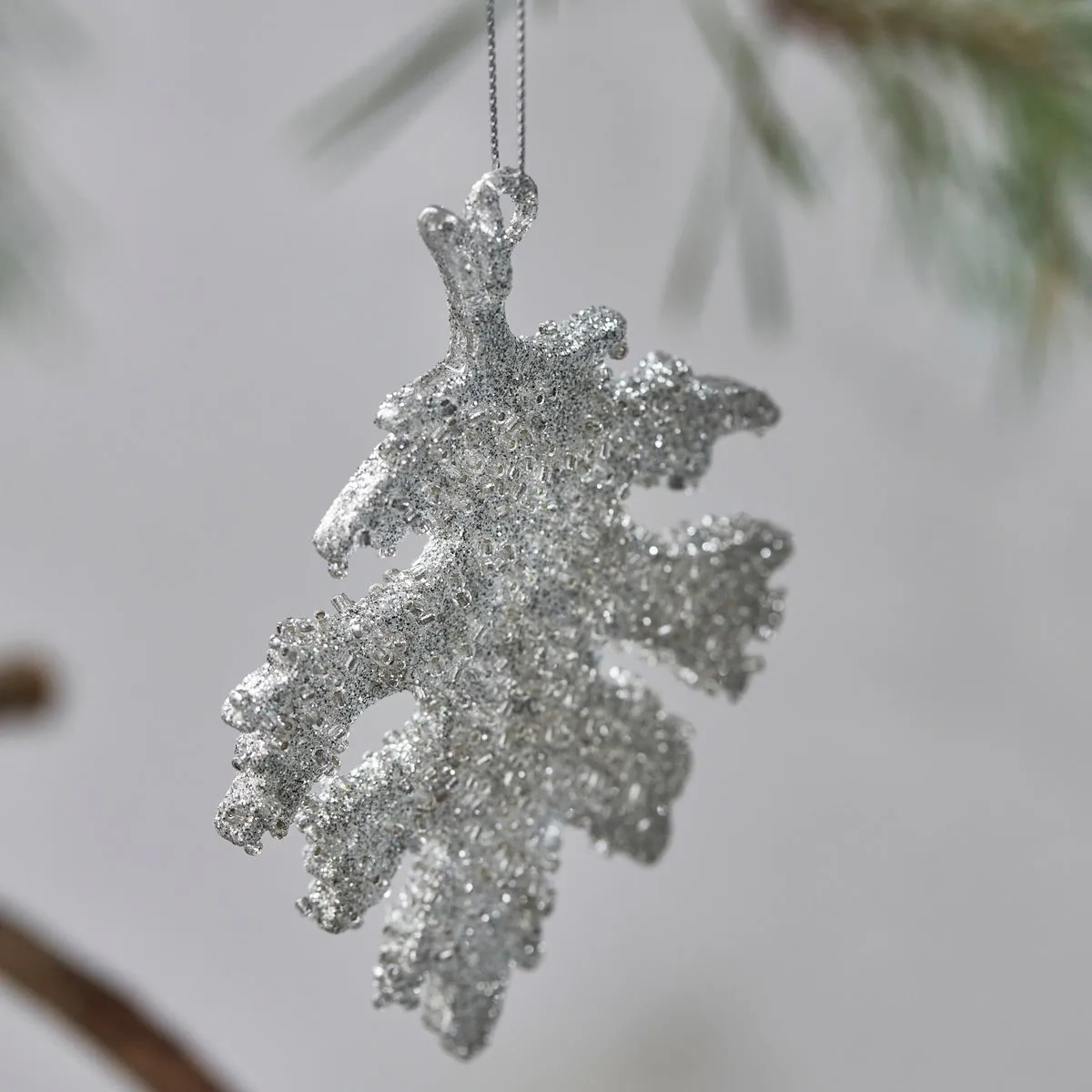 Glint enfeite para a árvore de Nata 10,5 cm 3 unidades, Glitter prateado House Doctor