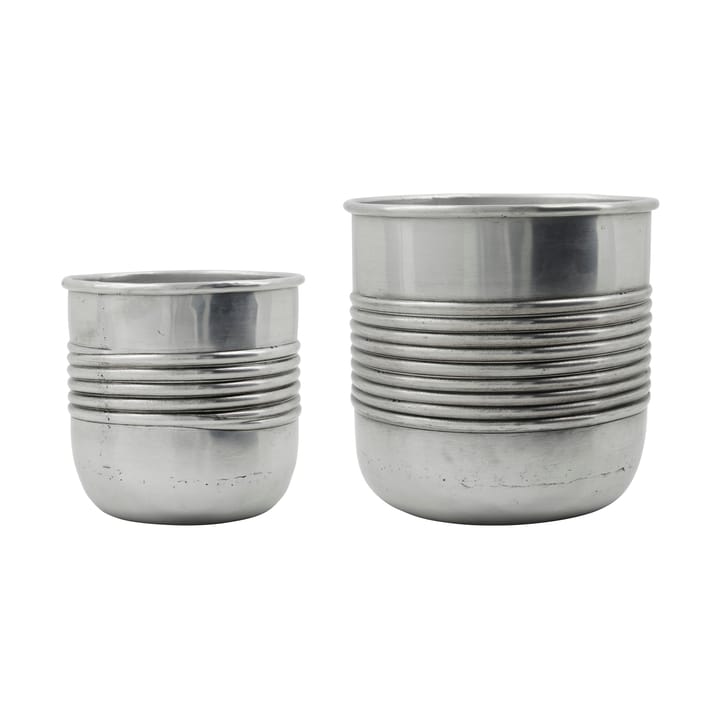 Groove vaso de alumínio 2 peças - Acabamento prateado antigo - House Doctor