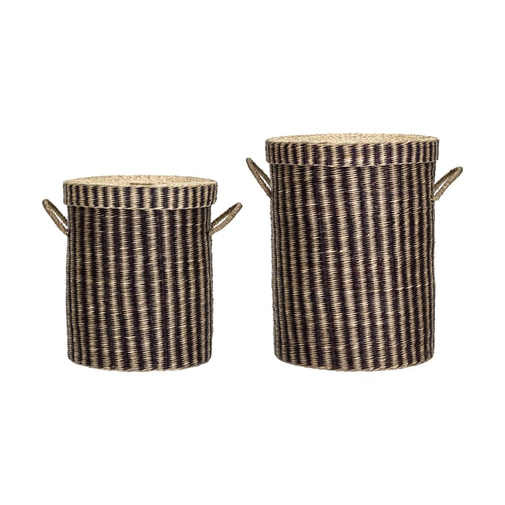 Laundry cesto de roupa suja com tampa 2 peças - Natural-castanho - House Doctor