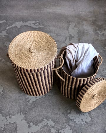 Laundry cesto de roupa suja com tampa 2 peças - Natural-castanho - House Doctor