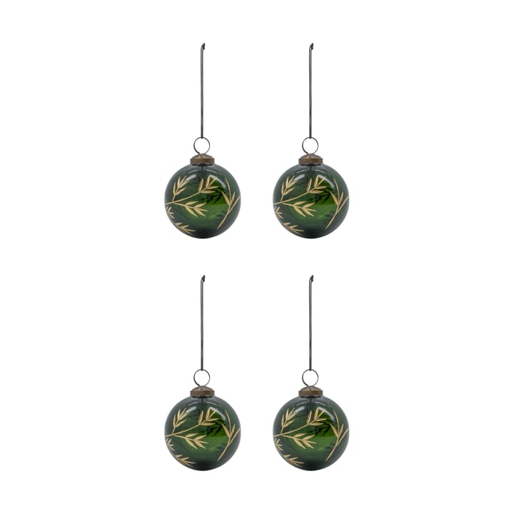 Leaf bola de Natal Ø7,5 cm 4 un. - Verde-ouro - House Doctor